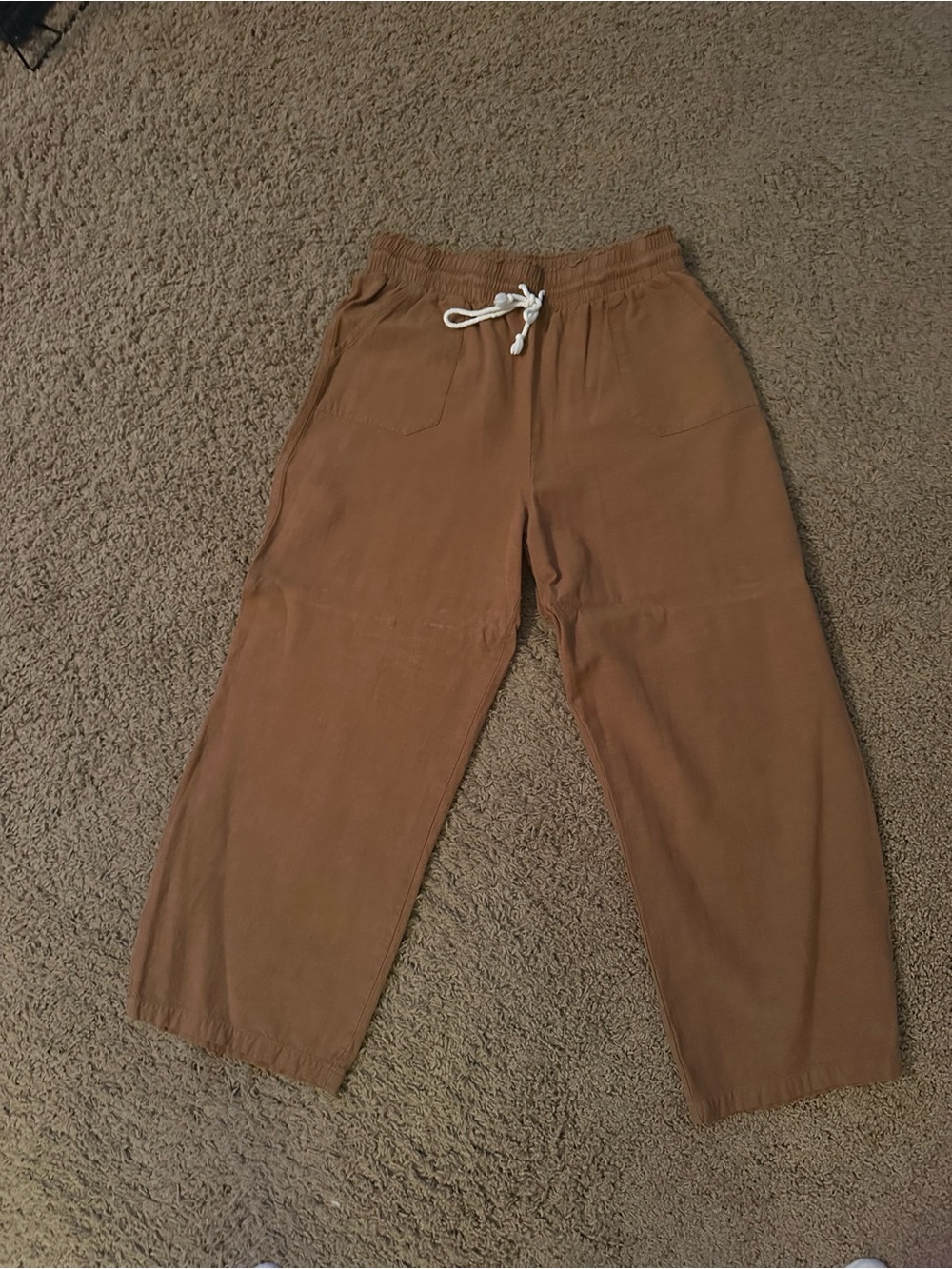 Wishlist Apparel Rust Brown Women’s Wide Leg Drawstring capri Pants Size Medium